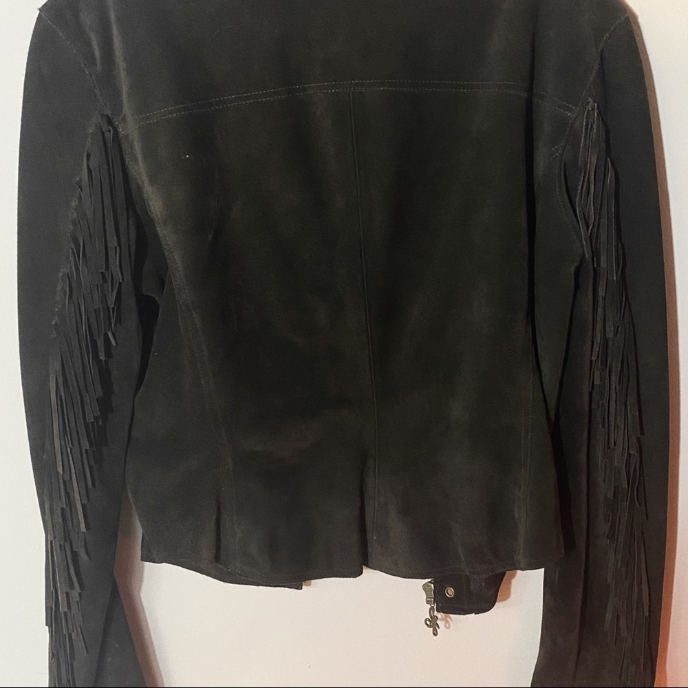 Jennifer Lopez dark brown leather fringe jacket - Picture 5 of 6